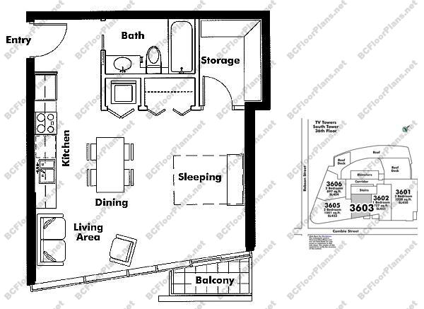 Floor Plan 3603 233 Robson Street