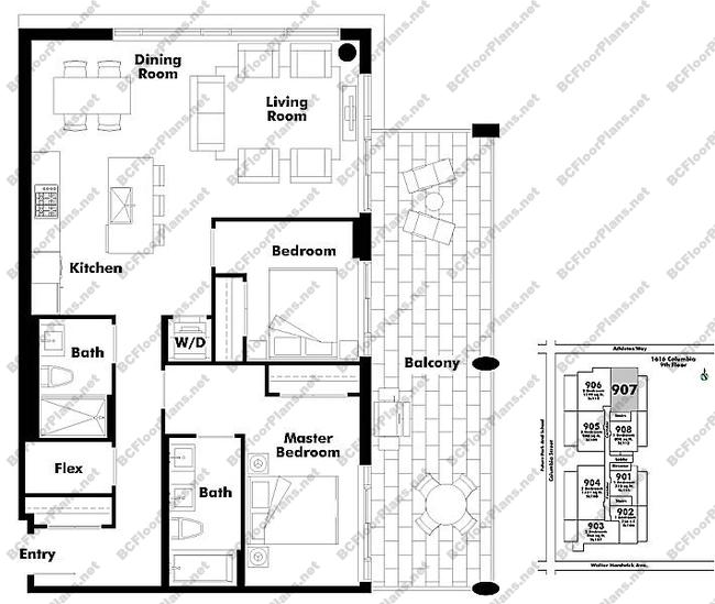 Floor Plan 907 1616 Columbia